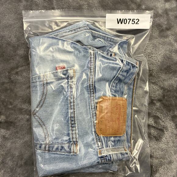 Levis 501xx Button Fly Blue Jean Shorts Womens Sz.35 Blue Button Fly Cut Off - Picture 9 of 9